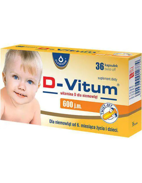 Oleofarm D-Vitum Witamina D dla niemowląt 600 j.m. 36 kapsułek twist-off