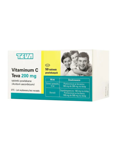 Vitaminum C Teva 200 mg 50 tabletek powlekanych