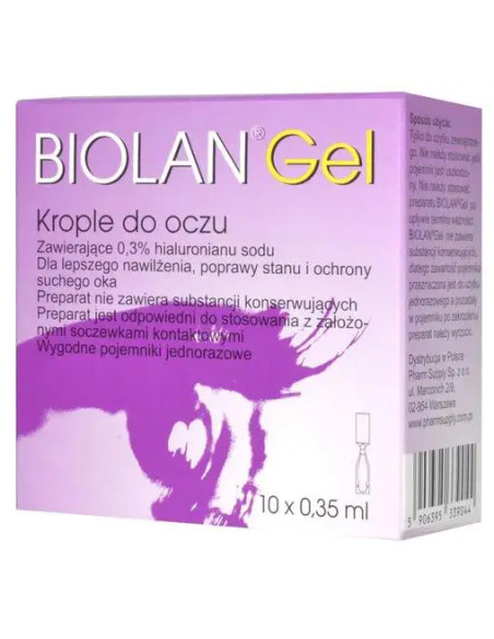 Biolan Gel 0,3% krople do oczu 0,35 ml 10 minimsów