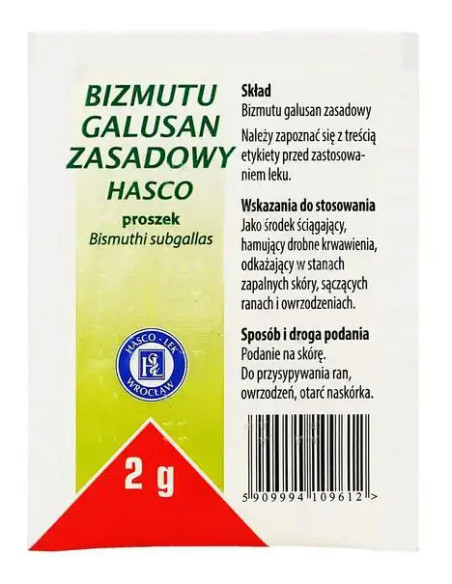 Bizmutu galusan zasadowy Hasco (Dermatol) proszek 2 g