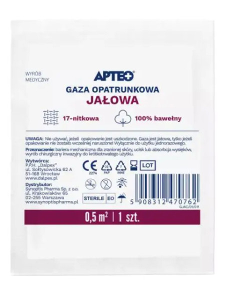 Gaza opatr. jałowa APTEO CARE 0,5 m2 1 szt.