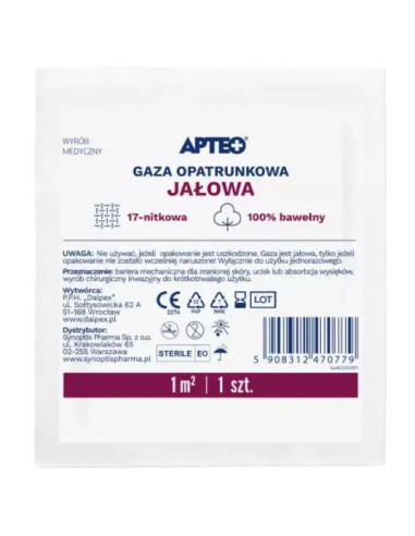 Gaza opatr. jałowa APTEO CARE 1m2 1 szt.