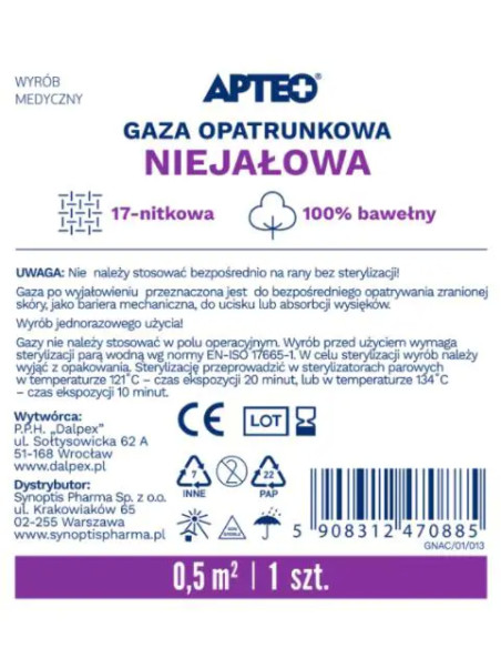 Gaza opatr.niejałowa 0,5m2 APTEO CARE 1 szt.