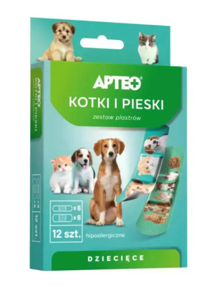 PLASTRY DLA DZIECI kotki i pieski 1 OPAKOWANIE APTEO CARE
