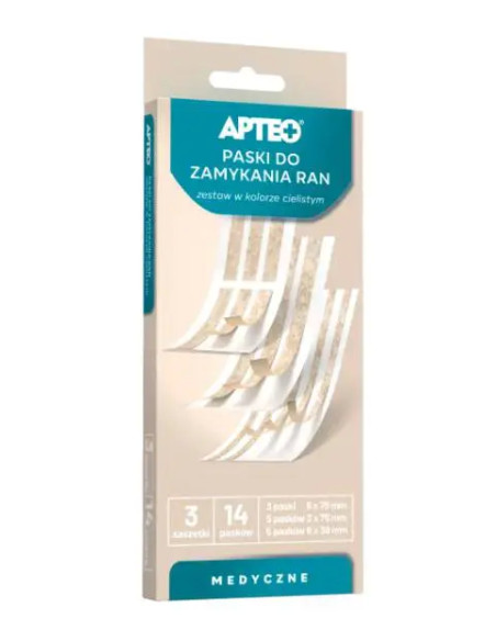 Paski do zamykania ran zestaw w kolorze cielistym APTEO 3 saszetki