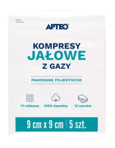 Kompresy jałowe 9 cm x 9 cm 5 szt APTEO CARE