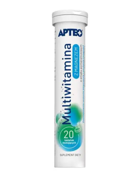 Multiwitamina z magnezem o sm. pomarańcz. APTEO 20 tabl. mus.