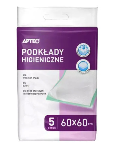 Podkłady higieniczne APTEO 60cm x 60cm 5 sztuk.