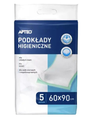 Podkłady higieniczne APTEO 60cm x 90cm 5 sztuk.
