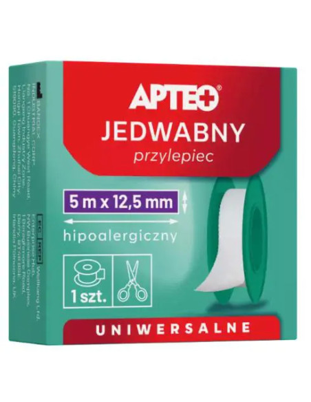 Jedwabny przylepiec 5m x 12,5mm APTEO 1 sztuka
