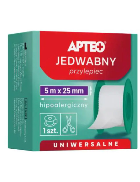 Jedwabny Przylepiec 5m x 25mm APTEO 1 sztuka