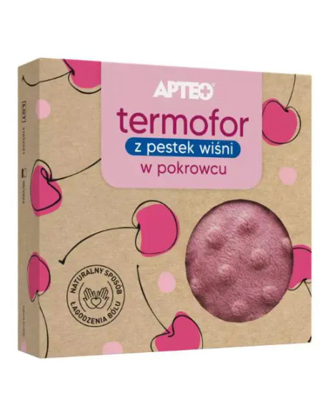 Termofor z pestek wiśni w pokrowcu (180g) APTEO różowy 1 sztuka