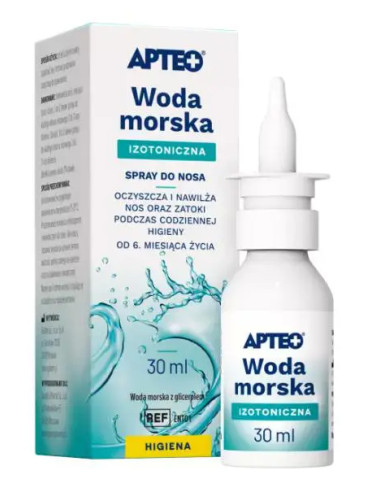 Woda morska Izotoniczna Apteo spray do nosa 30 ml