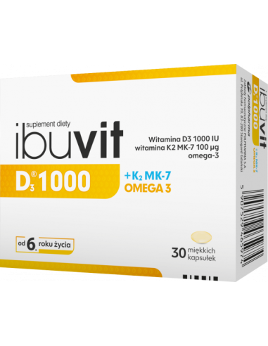 Ibuvit D3 1000 + K2 MK-7 Omega 3 30 kapsułek