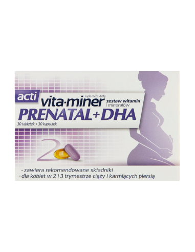 Acti vita-miner Prenatal + DHA 30 tabletek + 30...
