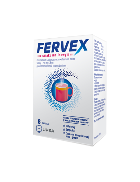Fervex o smaku malinowym 8 saszetek