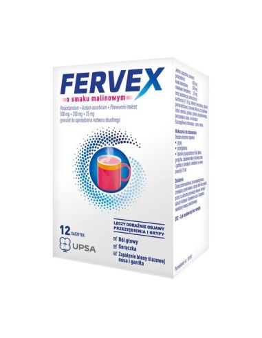 Fervex o smaku malinowym 12 saszetek