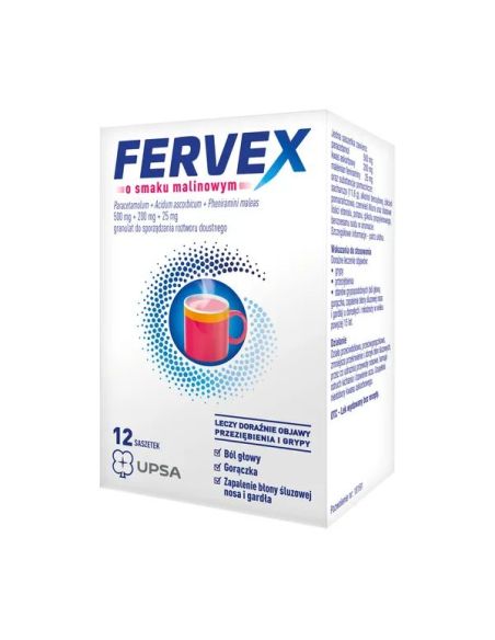 Fervex o smaku malinowym 12 saszetek