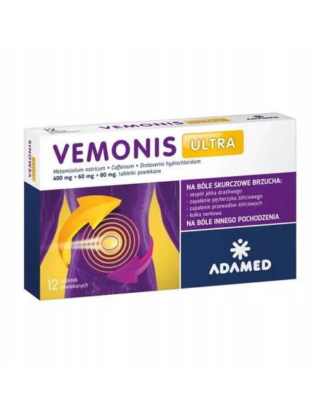VEMONIS ULTRA lek rozkurczowy i przeciwbólowy 12 tabletek