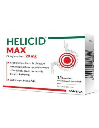 Helicid Max 20 mg lek na zgagę 14 kapsułek