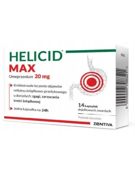 Helicid Max 20 mg lek na zgagę 14 kapsułek