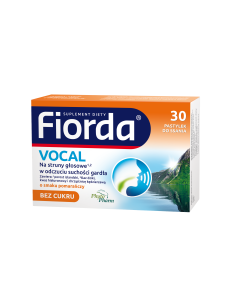 Fiorda Vocal bez cukru o smaku pomarańczowym 30 pastylek...