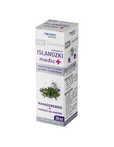 Islandzki Medic+ Spray do gardła z nanosrebrem...