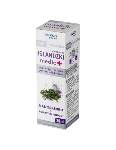 Islandzki Medic+ Spray do gardła z nanosrebrem 30 ml