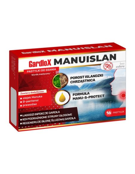 GARDLOX MANUISLAN Pastylki do ssania smak pomarańczowy 16 sztuk