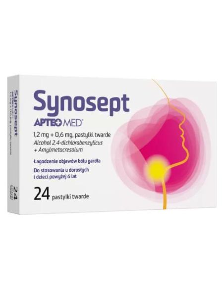 Synosept APTEO MED Lek na ból gardła 24 pastylki