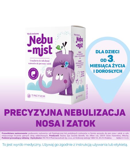 Nebu-mist Urządzenie do nebulizacji roztworów do jam nosa i zatok 1 sztuka