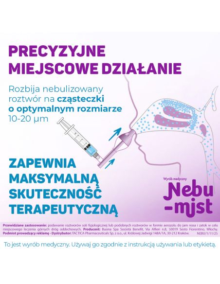 Nebu-mist Urządzenie do nebulizacji roztworów do jam nosa i zatok 1 sztuka