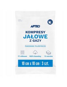 Kompresy jałowe 10 cm x 10 cm APTEO CARE x 3 sztuki