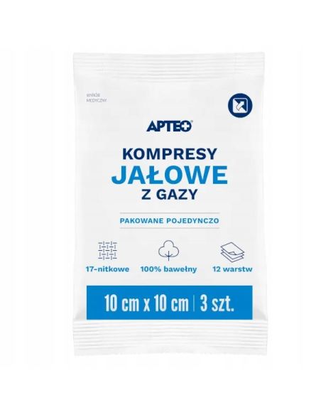 Kompresy jałowe 10 cm x 10 cm APTEO CARE x 3 sztuki