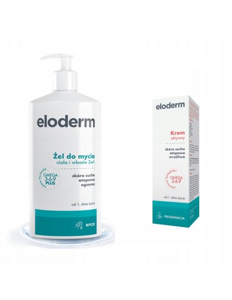 ELODERM ZESTAW Żel do mycia ciała 400 ml + krem aktywny 75 ml