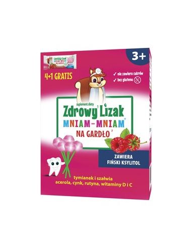 Zdrowy Lizak MNIAM-MNIAM na gardło 5 sztuk