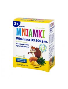 Mniamki 3+ Witamina D3 500 j.m. smak ananasowy 60 pastylek