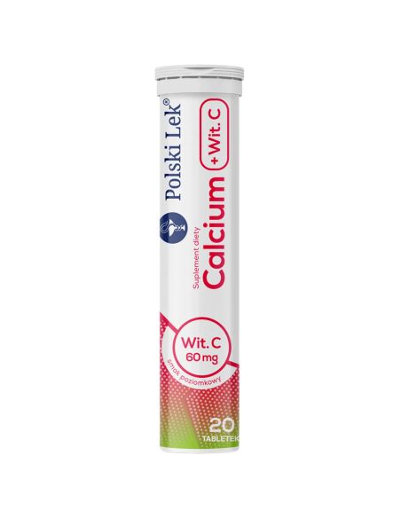 Calcium + witamina C smak poziomkowy 20 tabletek musujących