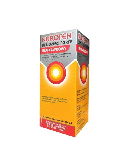 Nurofen dla dzieci Forte truskawkowy, 40mg/ml, zawiesina (import równoległy, InPharm), 150 ml
