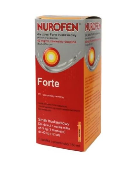 Nurofen dla dzieci Forte truskawkowy, 40mg/ml, zawiesina (import równoległy, Delfarma), 150 ml
