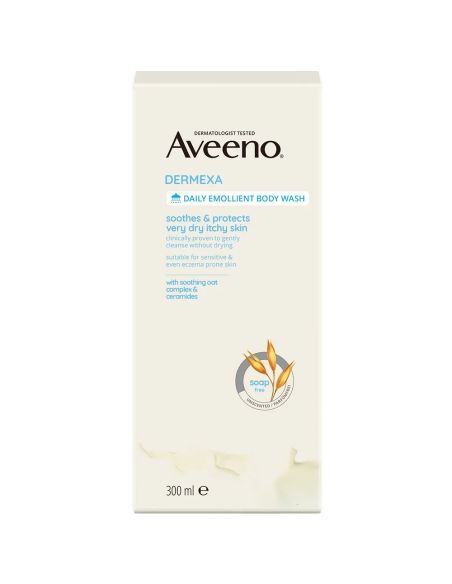 Aveeno Dermexa, żel emolientowy do mycia ciała, do swędzącej skóry, 300 ml