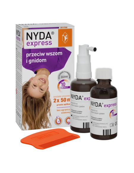 NYDA Express zestaw, aerozol przeciw wszom i gnidom, 2 x 50 ml