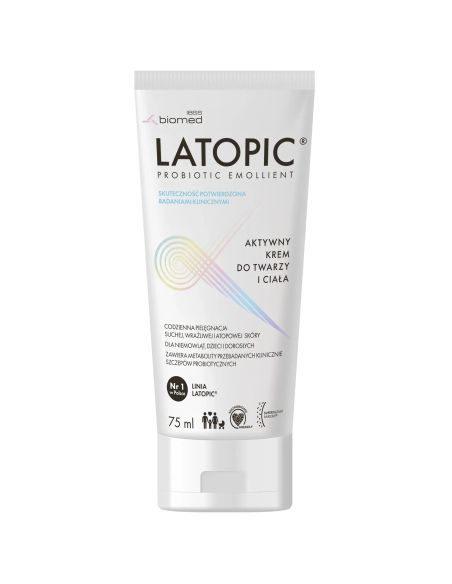Latopic Probiotic Emollient, aktywny krem do twarzy i ciała, od 1 dnia życia, 75 ml