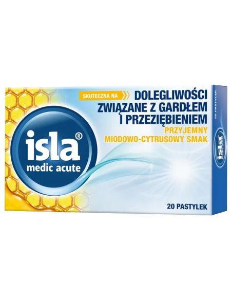 Isla Medic Acute, smak miodowo-cytrusowy, 20 pastylek do ssania