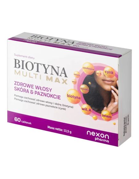 Biotyna Multi Max na włosy, skórę i paznokcie 60 tabletek NEXON