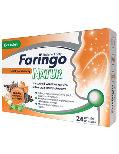 Faringo Natur pomarańcza 24 pastylki do ssania