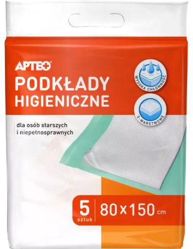 Podkłady higieniczne APTEO 80cm x 150cm 5 sztuk.