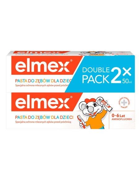 Elmex, pasta do zębów dla dzieci, z fluorem, 0-6 lat, 2 x 50 ml