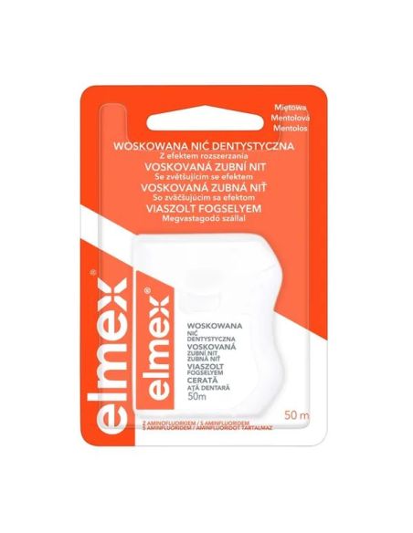 Elmex, woskowana nić dentystyczna, miętowa, 50 m