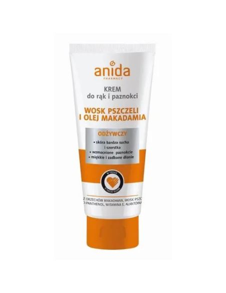Anida, krem z woskiem pszczelim i olejem makadamia do rąk i paznokci, 100 ml
